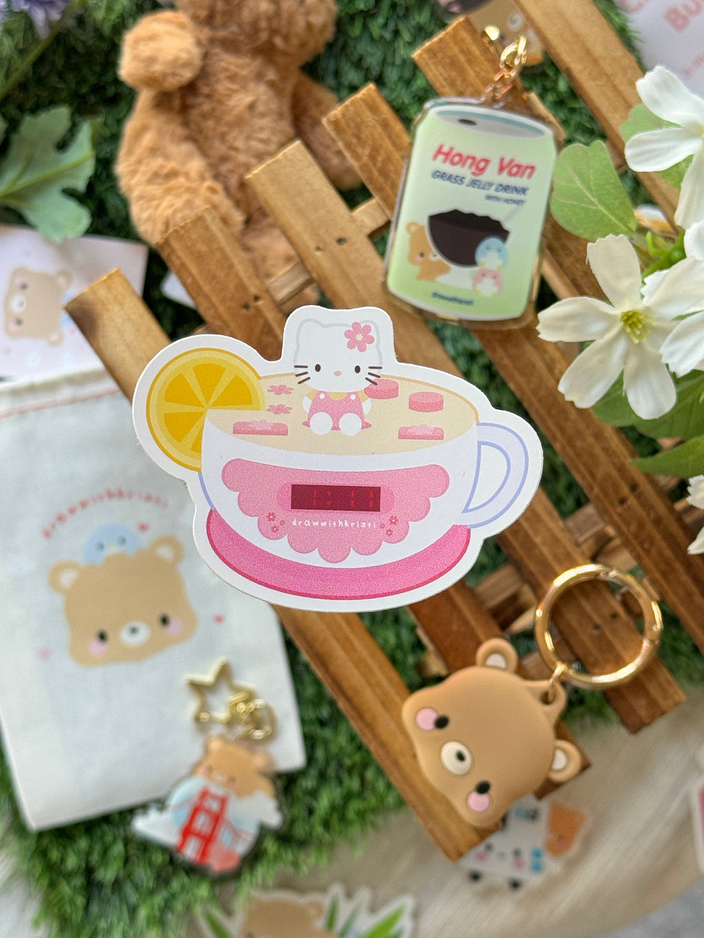 Hello Kitty Alarm Clock | Early 2000's Nostalgia Clear Vinyl Sticker