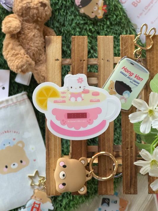 Hello Kitty Alarm Clock | Early 2000's Nostalgia Clear Vinyl Sticker