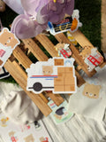 USPS-Fanart mit Toffee, dem Braunbären, und Bloo, dem blauen Pinguin, durchsichtiger Vinyl-Aufkleber