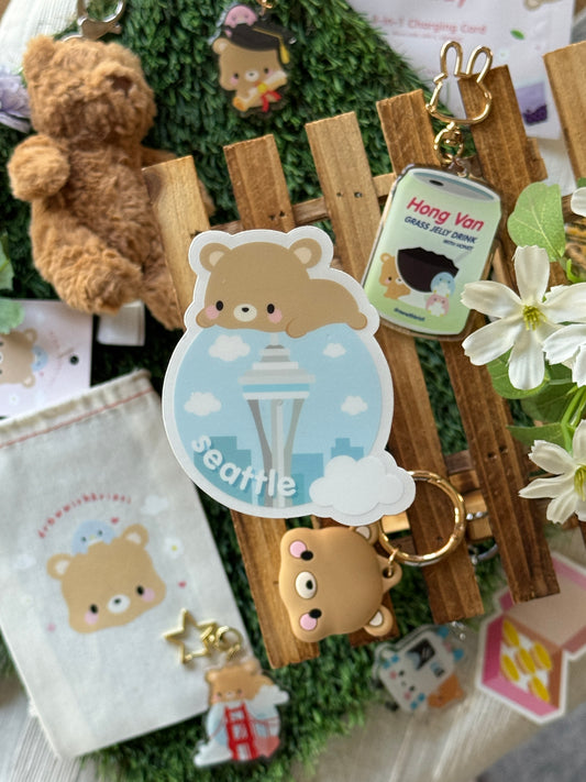 Seattle Space Needle with Toffee Clear Vinyl Sticker