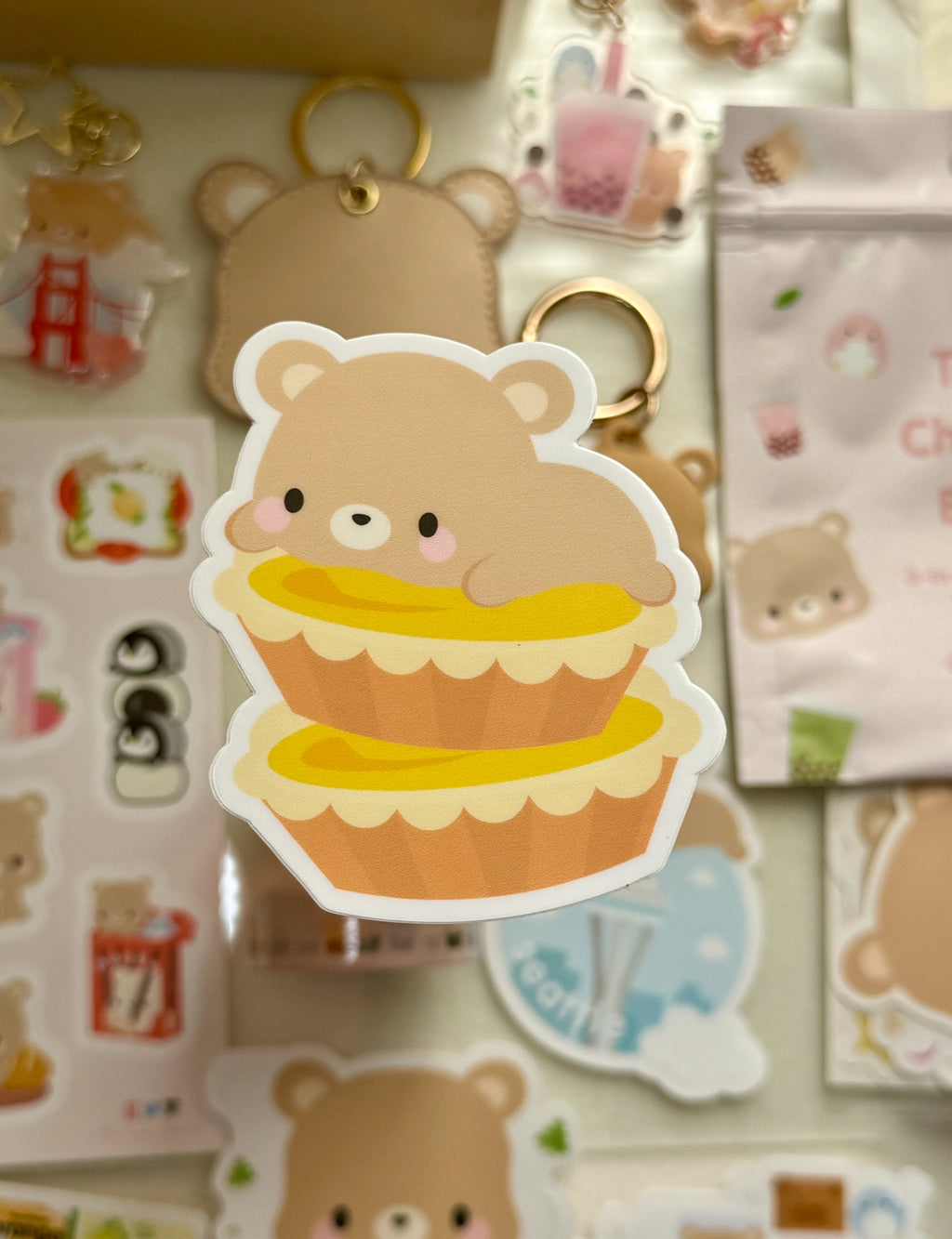 Toffee mit zwei Eierkuchen Vinyl-Aufkleber | Aufkleber unter 5 | Ostasiatische Geschenke | Snacks | Dan Tat | Eierkuchen aus Hongkong
