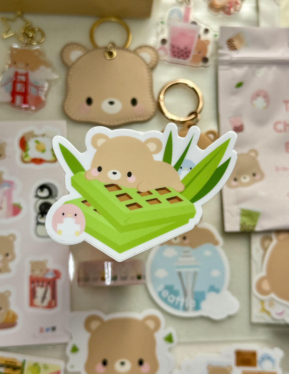 Pandan Waffle Vinyl Sticker